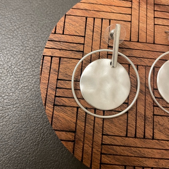 Francesca's Silver Circle Dangle Stud Earrings - Picture 2 of 4